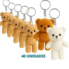Chaveiro Ursinho De Pelucia Pacote Com 40 Unidades Lembrancinhas