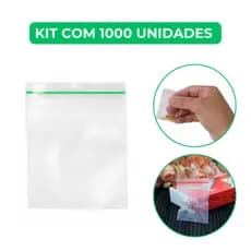 Saco Zip 4x4cm Embalagem 1000 Unidades N0 Freezer Geladeira Hermético Abre E Fecha Saquinho Plástico