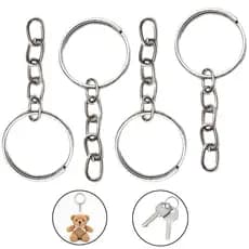 Kit 50/100/200 Argola Para Chaveiro 25mm Com Corrente Prata