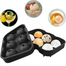 Forma de Gelo Esfera Formato 6 Bolas Moldes de silicone Grande Reutilizáveis Congelador DIY Whiskey Cocktail Cor Preto
