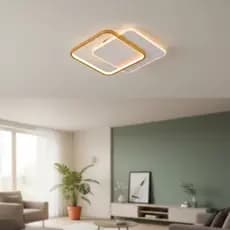 Luminária De Led Moderno Sobrepor Quadrado Dourado E Branco