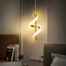Kit 2 Pendente Minimalista Led Espiral Moderno Dourado Sofisticado 3 em 1 Bivolt