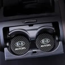 Para Kia Porta-Copos De Água De Carro De Fibra De Carbono De Alta Qualidade Almofada De Copo Tapete Antiderrapante Decor