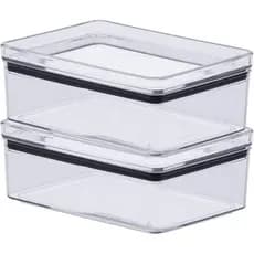 Porta Frios Hermético Empilhável - Potes com Tampa Dupla para Organizar Geladeira e Presunto