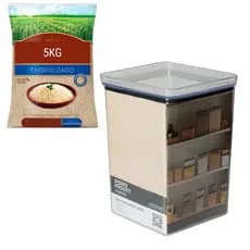 Pote Hermético Lumini 5kg Arroz e 2kg Feijão Multiuso Conserva Alimentos Porta Mantimentos Moderno