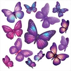 73 Adesivos De Parede Borboletas Lilás Decoração, quarto, carro, moto, capacete.