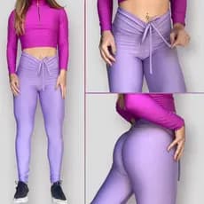 Calça Legging Com Cordinha Leg Levanta Bumbum Empina Cintura Alta Academia Fitness Musculação Treino Treinar Yoga