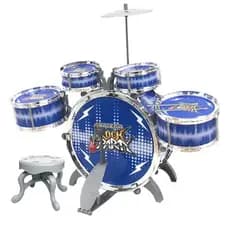 Bateria Rock Party Instrumento Infantil C/ Banquinho E Pedal