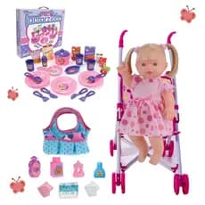 Boneca Baby Fala 30 Frases C/ Carrinho + Bolsa e Jantarzinho