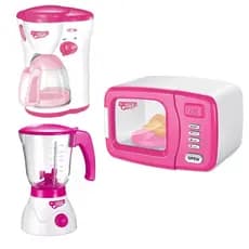 Cafeteira Infantil Luz Sai Água + Microondas Liquidificador