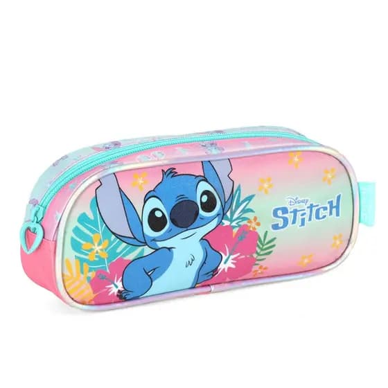 Estojo Escola Menina Stitch Licenciado Disney Rosa Brilhante