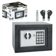 Cofre Digital Eletrônico com Teclado e Chave - Preta| Cofre de Segurança Portátil Senha e Chave Reserva Ideal Casa Escr