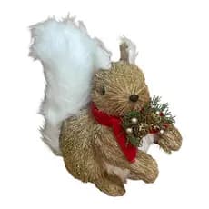 Esquilo Decorativo c/ Cachecol Vermelho - 25cm