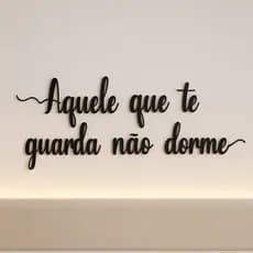 Aplique Decorativo MDF Frase Aquele Que Te Guarda Não Dorme Salmo 121 Fé Parede Quarto Sala Cristã