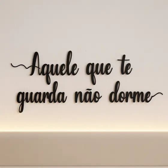 Aplique Decorativo MDF Frase Aquele Que Te Guarda Não Dorme Para Quarto Sala Parede Cama Fé Bíblico