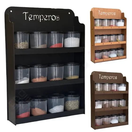 Suporte Porta Temperos Condimentos Prateleira Parede Cozinha Organizar 12 Divisórias Potes Adesivos
