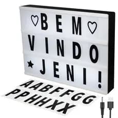 Luminaria Embralumi Letreiro Led Light Box Led A4 + 96 Letras