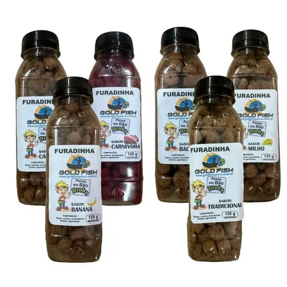 Kit 6 Isca Ração Furadinha 120g Diversos Sabores Aquamil muito macia não quebra a coloca no anzol!!