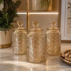 Pote Vidro Âmbar Hermético Decor Coração