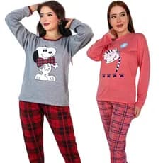 Kit 2 Pijama Feminino Longo Estampado Personagens Desenho P ao 54