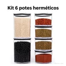 kit 6 Potes Herméticos sextavado organizadores PRESENTE DIA DAS MÃES ENVIO IMEDIATO 5.5