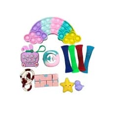 Kit Caixa 11 Peças Fidget Toy Pop It Brinquedos Ant Stress