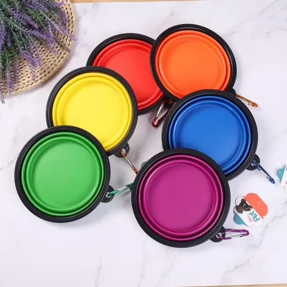 Pote Comedouro Bebedouro Retrátil Silicone Pet Água Ração