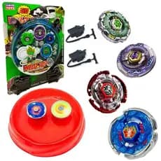 Kit 4 Beyblade Metal Led + Lançador + Arena Promoção