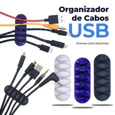 kit 5 Organizadores de Cabos e Fios para 5 cabos para mesa e parede