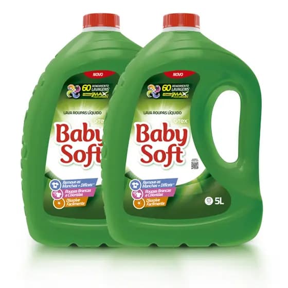 Kit 2 Lava Roupas Liq Baby Soft Verde 5L