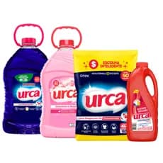 Lava Roupas Liquido Urca Azul 5L + Lava Roupas Pó Urca Concentrado Sache 4Kg + Tira Manchas Urca Maxx 1,5L + Amaciante Urca Floral Bouquet - 5L