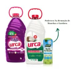 Kit 1 Lava Roupas Lavanda 3L + 1 Lava Roupas Coco 3L + 1 Bastão tira manchas 100G