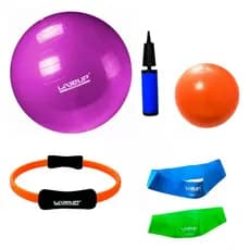 Bola Suíça 55cm + Mini Bomba + Mini Band Super Forte + Overball Fitness