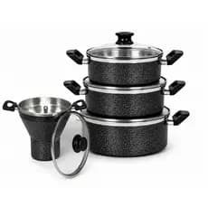 KIT DE PANELAS 4 PEÇAS TAMPA DE VIDRO COM CUSCUZEIRO