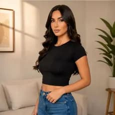 Baby Tee Feminina Suplex Slim Fit Manga Curta Ajuste Perfeito Básica Premium