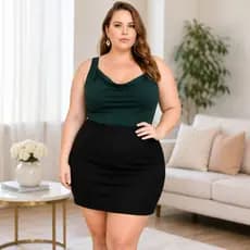 Shots Saia Bengaline Cintura Alta Moda Cores Plus Size Feminino Modeladora Confortavel