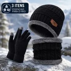 Touca Termica Cachecol Balaclava Luva Touch Kit Inverno Forrado De Lã Completo Protetor do Frio