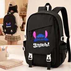 Mochila Escolar Grande Impermeável Infantil Juvenil Reforçada Stitch Bolsos Espaçosos Oxford