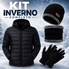 Kit Jaqueta Bobojaco Cachecol Luva Touca Completo Inverno Puffer Forrada