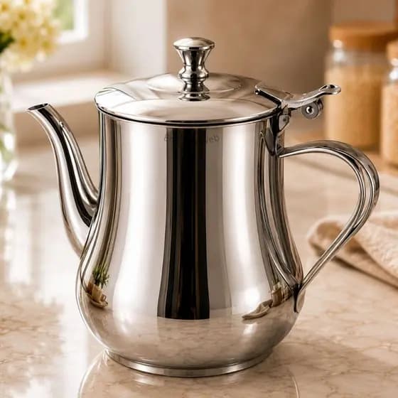 Bule Inox Bico Fino 680 ml Café Leite Chá Tampa Resistente Sofisticado Alça Reforçada Escovado