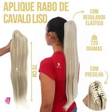 Aplique Rabo De Cavalo Com Cabelo Liso - Removível - Pode Pentear/Pranchar  - Direto Da Fabrica