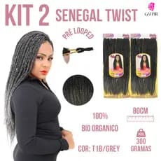 Kit 2 Cabelo Sintético Senegal Twist 4x Crochet Braid Para Volumão