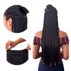Aplique Tiara Magica Fio Invisivel Liso - Ajustavel/Removivel  -70 Cm- Cheio -Identico Ao Cabelo Humano+Presilha Tic Tac