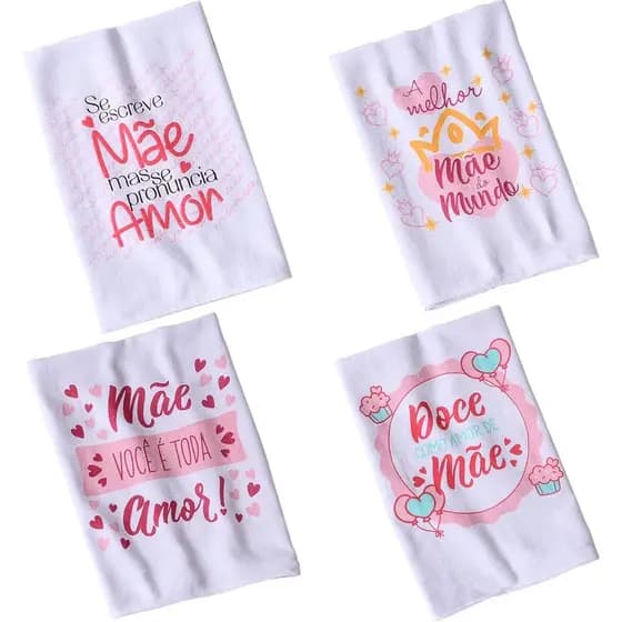 Pano de Copa Sarja Amor de Mãe 220g/m² 100% Algodão 45x75cm