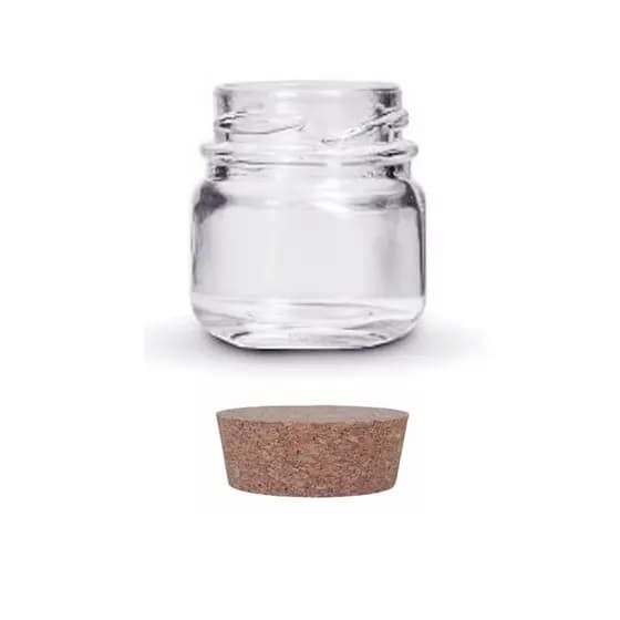 KIt 100 Unidades Pote Vidro Redondo 40ml Tampa Cortiça Rolha - Tempero Vela Doce  Brigadeiro Lembrancinha Amostra Geleia
