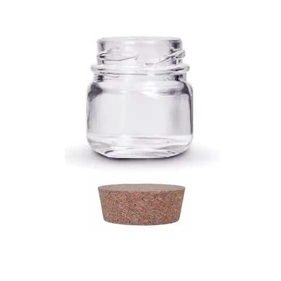 Kit 50x Pote Vidro Redondo 40ml Tampa Cortiça Rolha - Vela Tempero Lembrancinha  Doce Brigadeiro Artesanato Geleia Mel