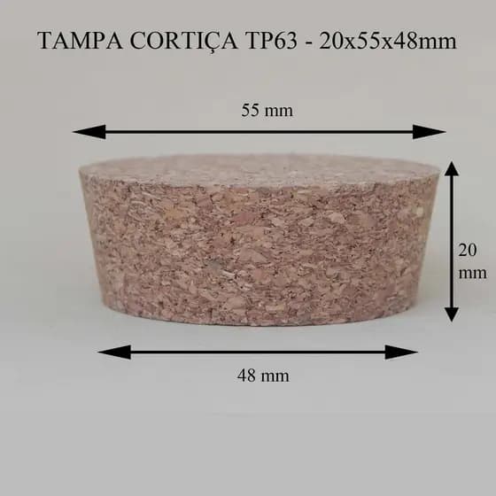 Rolha De Cortiça 20x55x48 - T63 - 10 Unidades