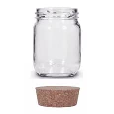 Pote Vidro Redondo 200ml com Tampa Rolha - 6 Unidades - para Vela Tempero Doce Mel Geleia