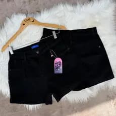 Short Preto Feminino Levanta Bumbum com Pinças Curto Lycra Cintura Alta Ume Jeans Verão Carnaval