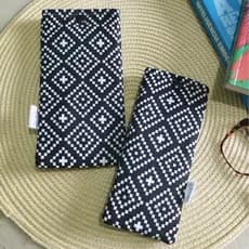 kit porta óculos + porta celular em tecido - produto artesanal